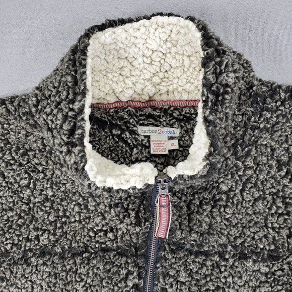 Carbon 2 Cobalt Sweater Mens X-Large Thick Sherpa Fleece 1/4 Zip Brown Warm - Picture 2 of 5